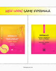 Two Derma E Vitamin C Bright Eyes Hydro Gel Patches with a yellow and pink gradient on a white background.