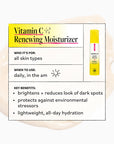 Vitamin C Renewing Moisturizer packaging with product details on a white background