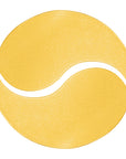 Yellow tennis ball with a white line on a white background