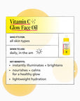 Vitamin C Glow Face Oil packaging with product details on a white background