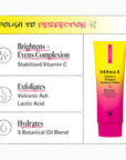 Derma E skincare product with brightening, exfoliating, and hydrating benefits on a white background.