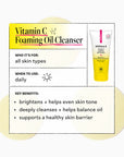 Vitamin C Foaming Oil Cleanser packaging with product details on a white background