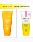 Two Derma E skincare products with a 'New Look! Same Formula' label.