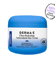 Derma-E Ultra Hydrating Antioxidant Day Cream jar with blue lid on a white background