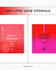 Two DERMA-E hydro gel patch packages with a red and pink gradient on a white background.