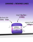 Derma E night moisturizer jar with text on a purple background