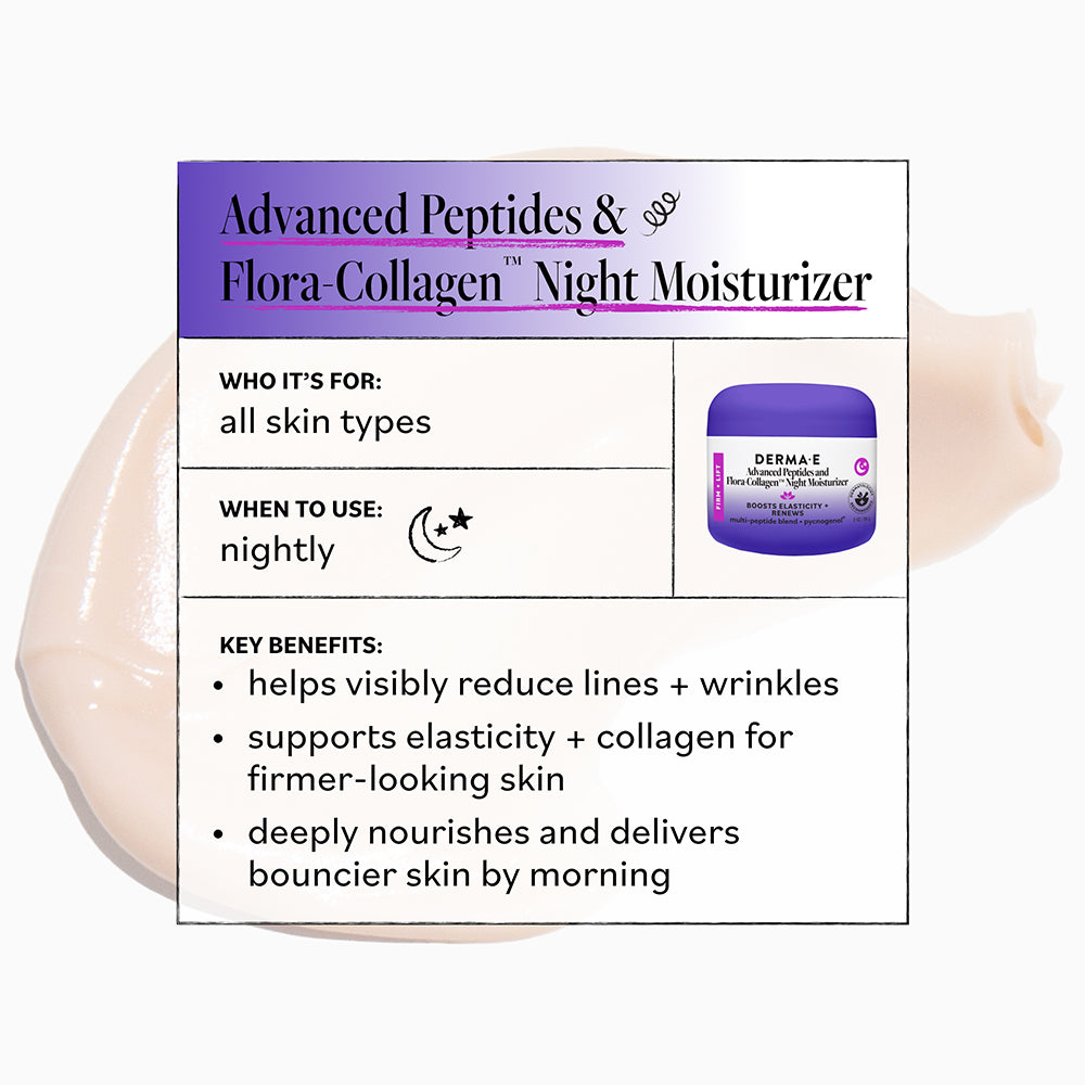 DERMA E | Advanced Peptides & Flora-Collagen™ Night Moisturizer