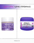 Two jars of Derma E skin care products with a purple label on a white background.