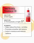 Derma E Anti-Wrinkle Treatment Oil packaging with product details on a white background