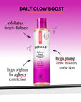 Derma E Radiance Toner bottle with text on a pink gradient background