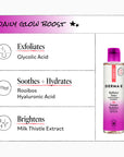 Derma E toner bottle with benefits listed on a white background