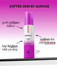 Derma E Overnight Peel bottle with purple and white design on a pink gradient background