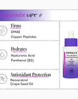 Derma E Ultra Lift DMAE serum bottle with product benefits on a white background