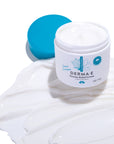 Jar of Eczema Relief Cream with texture smear