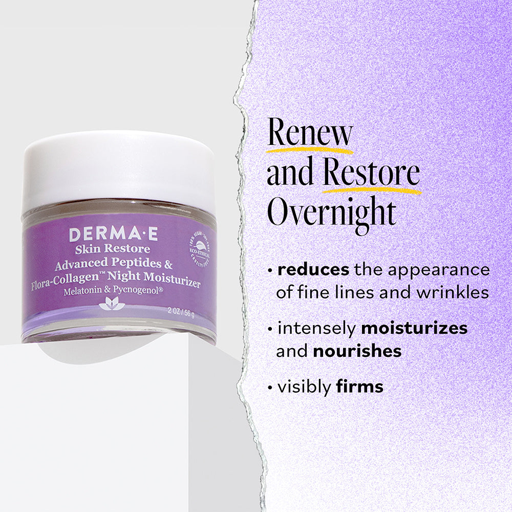 DERMA E | Advanced Peptides & Flora-Collagen™ Night Moisturizer