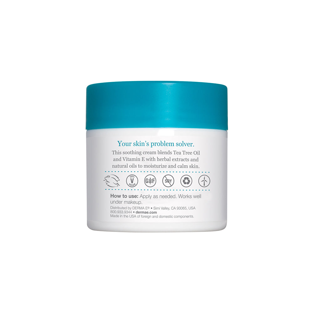 Back of Derma E Tea Tree and Vitamin E Relief Cream container