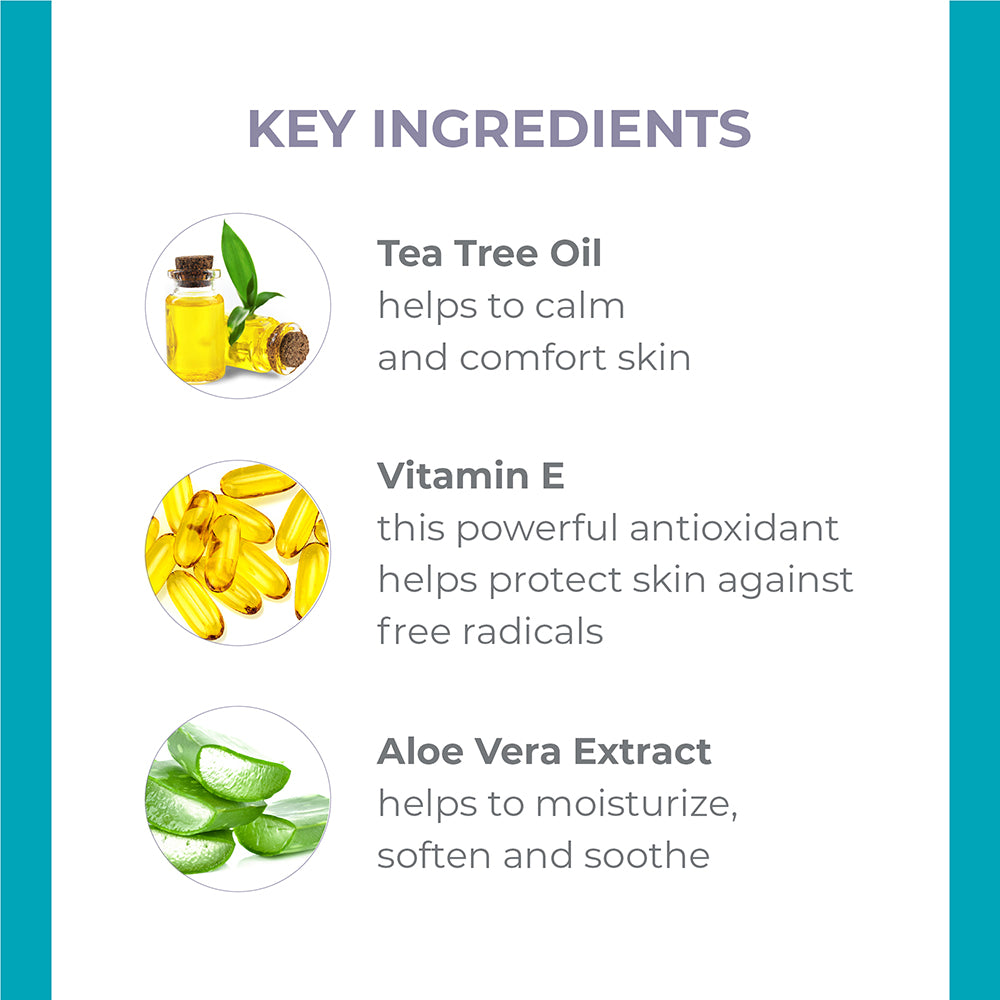 Derma E Tea Tree and Vitamin E Relief Cream Key Ingredients: Tea Tree Oil, Vitamin E, Aloe Vera Extract.