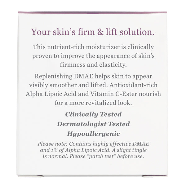 Firming DMAE Moisturizer Carton Back Panel