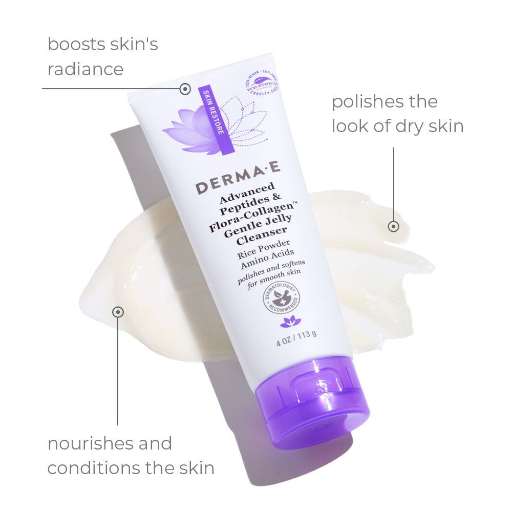 DERMA E | Advanced Peptides & Flora-Collagen™ Gentle Jelly Cleanser
