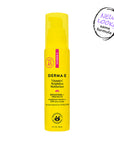 Yellow bottle of Derma E moisturizer on a white background