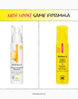 Two Derma E skincare products with a yellow banner above them.