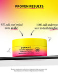 Derma-E Vitamin C Bright Eyes Hydro Gel Patches container with positive user feedback on a gradient background