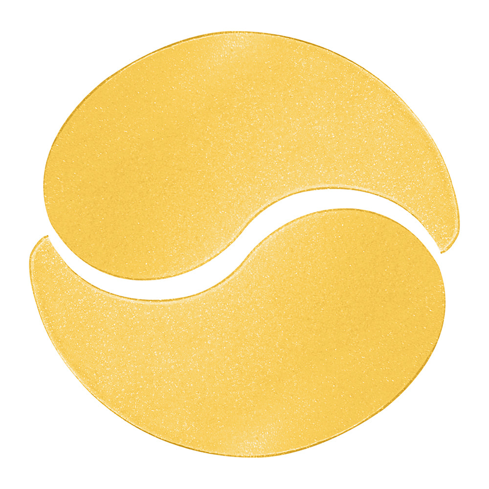 Yellow tennis ball with a white line on a white background