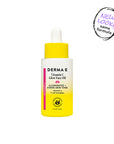Derma-E Vitamin C Glow Face Oil bottle with yellow dropper on a white background