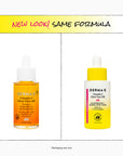 Two bottles of Derma E Vitamin C Glow Face Oil with a yellow and orange design on a white background.