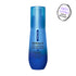Blue serum bottle labeled 'DERMA-E Ultra Hydrating Dewy Skin Serum' on a white background.