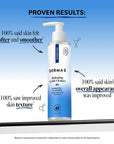 Derma E hydrating gentle cleanser bottle with text highlighting proven results on a blue gradient background