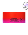 Derma-E jar with red and pink gradient on a white background