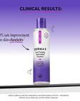 Derma-E Skin Firming Antioxidant Cleanser bottle with clinical results text on a purple background