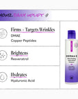 Derma-E skin care product with benefits listed on a white background