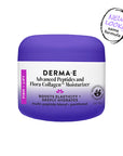 Derma-E moisturizer jar with purple lid and white label on a white background