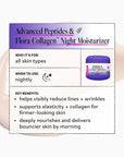 Derma E Advanced Peptides & Flora-Collagen Night Moisturizer packaging with product details on a white background