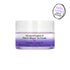 Eye cream jar with purple and white design on a white background