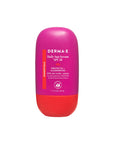 Pink and red bottle of Derma E Daily Sun Serum SPF 30 on a white background