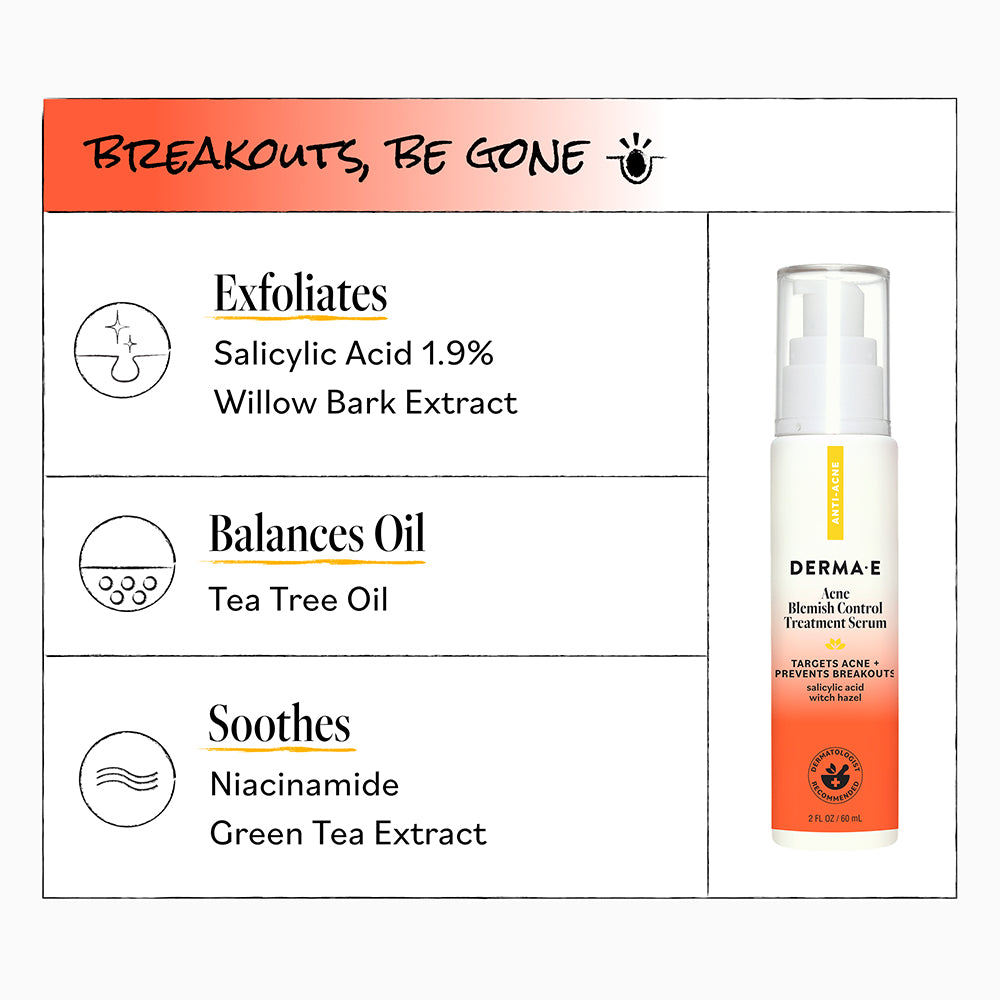 Derma-E skincare serum with ingredients listed on a white background