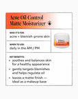 Product information card for Acne Oil-Control Matte Moisturizer by Derma E on a white background.