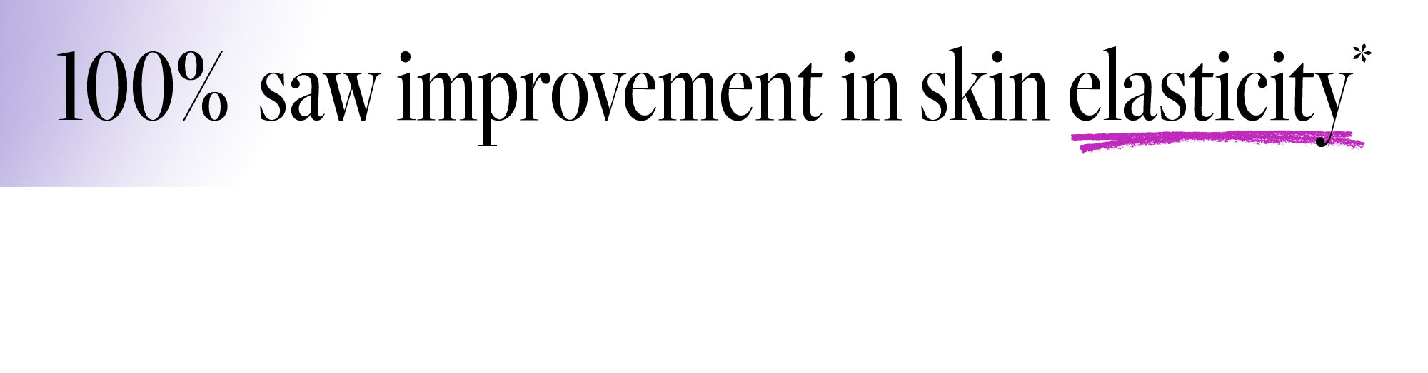 Text indicating 100% improvement in skin elasticity on a white background