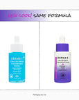 Two bottles of Derma E Ultra Lift DMAE Concentrated Serum with a purple and blue gradient on a white background.