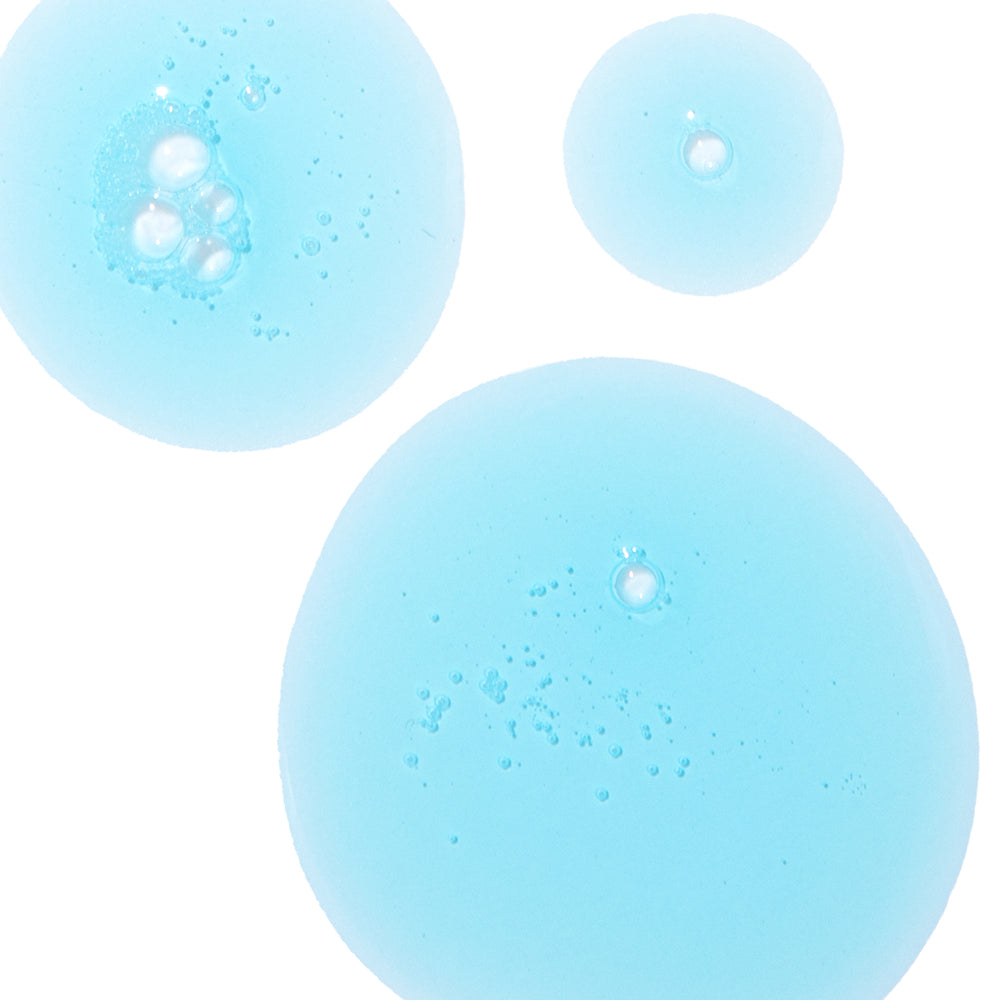 Three blue bubbles on a white background