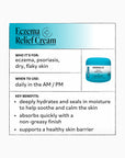 Eczema Relief Cream packaging with product details on a white background