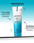 Derma-E lotion tube with text on a blue gradient background