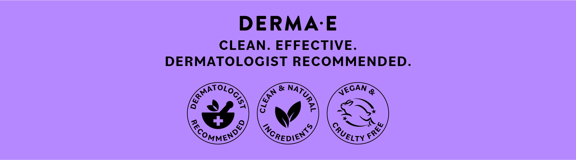 Derma-E logo and branding on a purple background