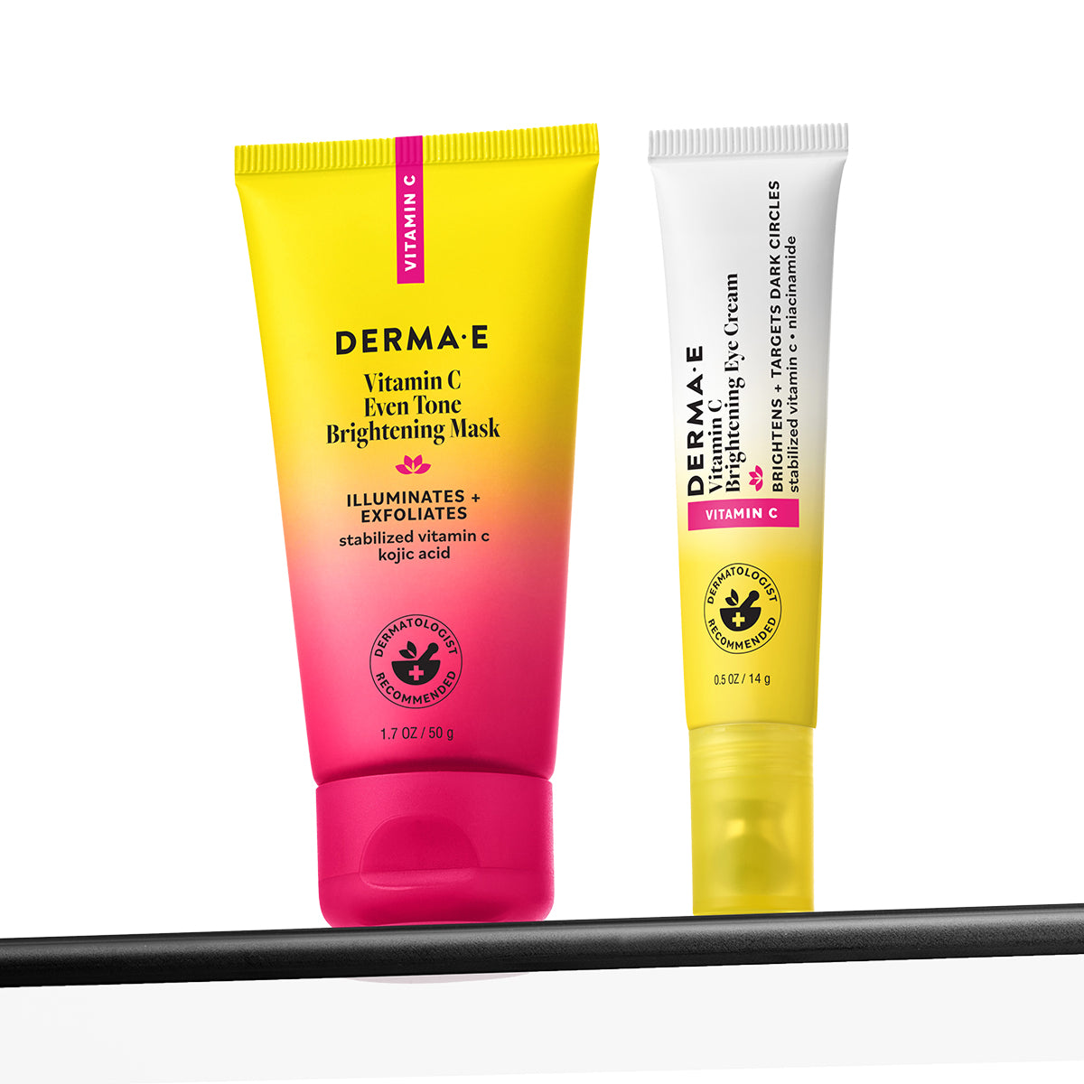 Two Derma E skincare products on a white background