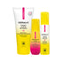 Derma-E skincare products including a cleanser, serum, and moisturizer on a white background