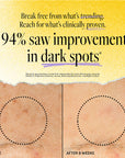Before and after results showing 94% improvement in dark spots after 8 weeks of using Derma E Vitamin C Renewing Moisturizer, based on independent clinical study.