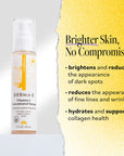 Derma E Vitamin C Concentrated Serum bottle next to text highlighting its benefits: brightens and reduces the appearance of dark spots, reduces the appearance of fine lines and wrinkles, hydrates and supports collagen health.